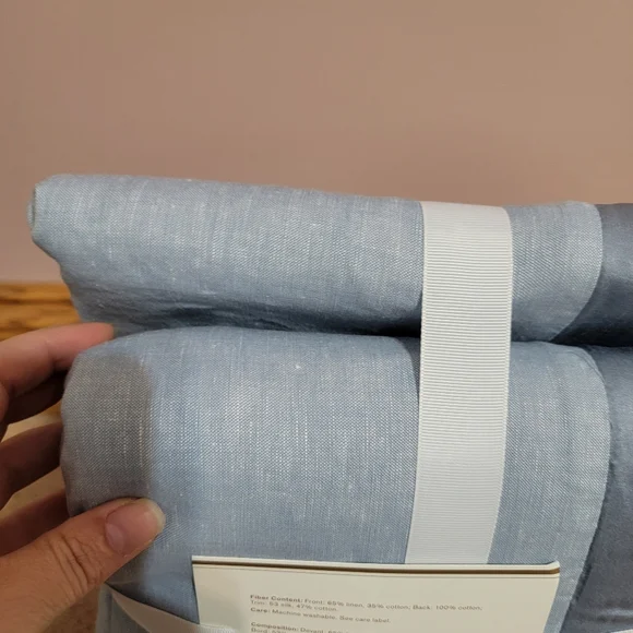 Pottery Barn New California King Linen Silk Duvet Blue 108in X 92in Size - Picture 4 of 6